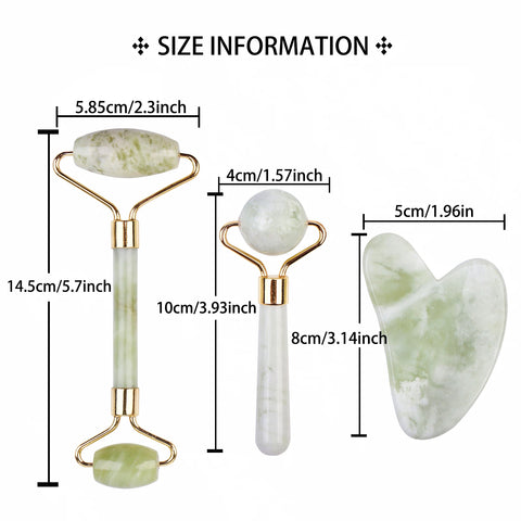 DivaBlush™ Natural Face Jade Roller Gua Sha Scraper Massager for Neck Body Guasha Eye Massage Face Slimming Therapy Beauty Skincare Tool