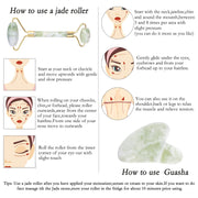 DivaBlush™ Natural Face Jade Roller Gua Sha Scraper Massager for Neck Body Guasha Eye Massage Face Slimming Therapy Beauty Skincare Tool