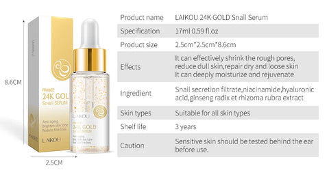 DivaBlush™ LAIKOU Hyaluronic Acid Essence Facial Serum 24k GOLD Vitamin C Face Care Japan Sakura Moisturing Rose Essence Face SkinCare 17ml