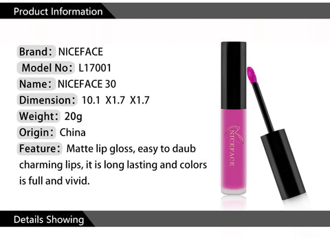 DivaBlush™ NICEFACE Matte Liquid Lipstick – Waterproof & Long-Lasting Lip Tint