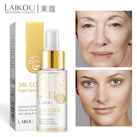 DivaBlush™ LAIKOU Hyaluronic Acid Essence Facial Serum 24k GOLD Vitamin C Face Care Japan Sakura Moisturing Rose Essence Face SkinCare 17ml