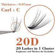 DivaBlush™ 60 Cluster 20D Black Mink Eyelash Extensions – Soft Faux Individual False Lashes