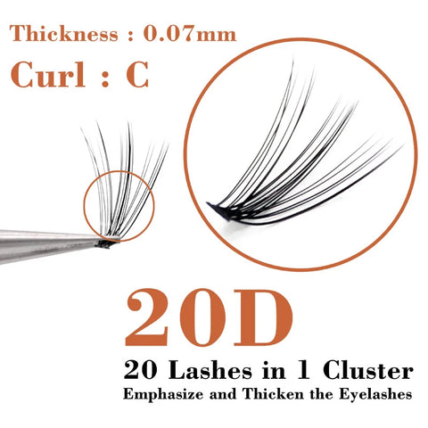 DivaBlush™ 60 Cluster 20D Black Mink Eyelash Extensions – Soft Faux Individual False Lashes