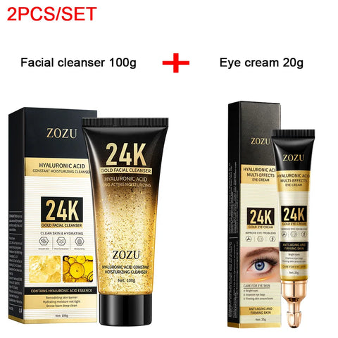 DivaBlush™ 24k Gold Hyaluronic Acid Nicotinamide Face Serum Anti Aging Facial Lifting Collagen Cream Skin Care Whitening Eye Care Cleanser