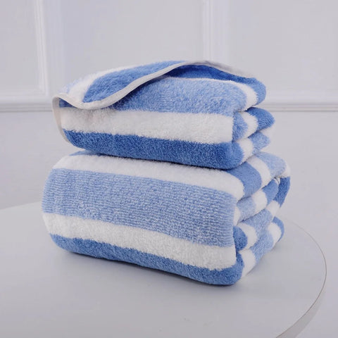 DivaBlush™ Striped Pattern Towel Set Soft Hand Towel Bath Towel Quick Drying Absorbent Towels For Bathroom