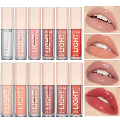 DivaBlush™ 12 Colors Mirror Pearl Lip Gloss – Waterproof, Long-Lasting, Moisturizing, High-Shine