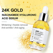 DivaBlush™ Niacinamide Serum Hyaluronic Acid for Face 24K Gold Essence Whitening Anti-aging Collagen Facial Serum Skin Care Products