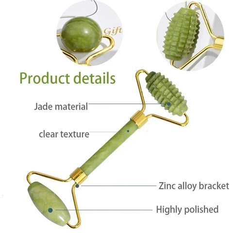 DivaBlush™ Natural Jade Roller Face Gua Sha Natural Stone Body Neck Massager Acupoint Eye Care Spa Massage Tools Massage Visage Lifting