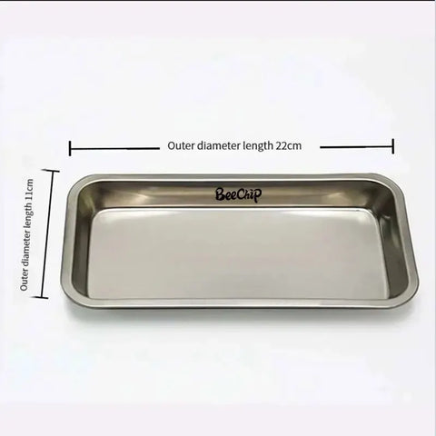 DivaBlush™ 1PC Stainless Steel Cosmetic Storage Tray Tattoo Equipment Tray Dental Tray Fake Nail Tray Tool Nail Display Stand