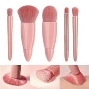 DivaBlush™ 5pcs Travel Size Makeup Brushes Set Mini Makeup Brushes, Small Complete Function Cosmetic Brushes Kit With Case And Mirror Perfe