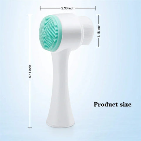 DivaBlush™ 3D double silicone facial cleansing brush manual massage facial brush soft bristles exfoliator double sided face wash brush