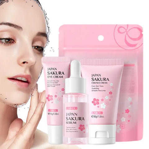 DivaBlush™ Face Skin Care Set Cleanser Sakura Essence Cream Moisturizing Whitening & Anti-Aging Toner Eye Cream Face Serum Eye Skin Care