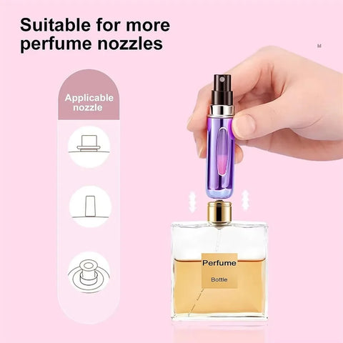 DivaBlush™ 5ml Perfume Atomizer Portable Liquid Cosmetics Containers Traveling Mini Alcochol Perfume Refillable Bottles Empty Spray Bottle