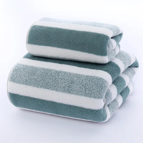 DivaBlush™ Striped Pattern Towel Set Soft Hand Towel Bath Towel Quick Drying Absorbent Towels For Bathroom