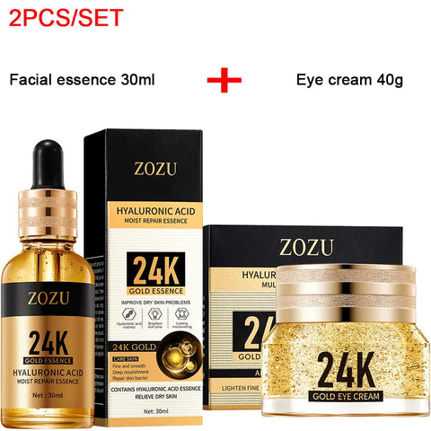 DivaBlush™ 24k Gold Hyaluronic Acid Nicotinamide Face Serum Anti Aging Facial Lifting Collagen Cream Skin Care Whitening Eye Care Cleanser