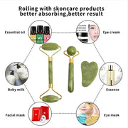 DivaBlush™ Natural Jade Roller Face Gua Sha Natural Stone Body Neck Massager Acupoint Eye Care Spa Massage Tools Massage Visage Lifting