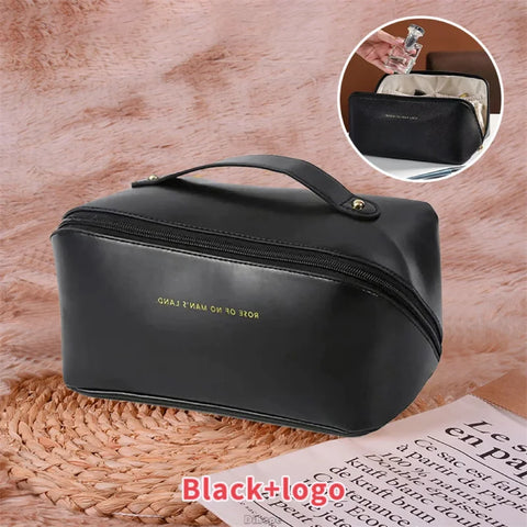 DivaBlush™ Fashion Portable PU Leather Large Capacity Travel Cosmetic Bags Makeup Pouch Women Waterproof Bathroom Multifunction Wash Bag