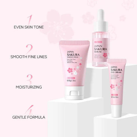 DivaBlush™ Face Skin Care Set Cleanser Sakura Essence Cream Moisturizing Whitening & Anti-Aging Toner Eye Cream Face Serum Eye Skin Care