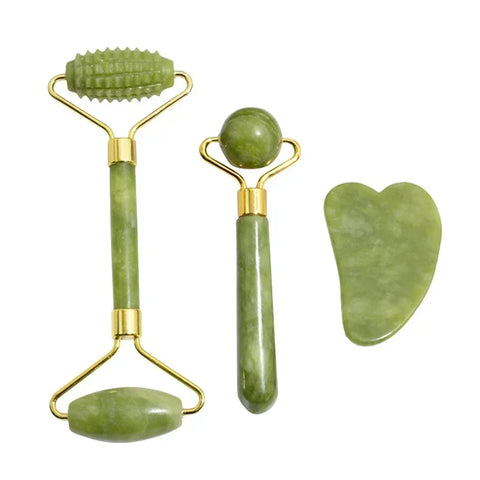 DivaBlush™ Natural Jade Roller Face Gua Sha Natural Stone Body Neck Massager Acupoint Eye Care Spa Massage Tools Massage Visage Lifting