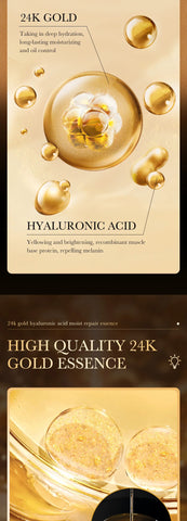 DivaBlush™ 24k Gold Hyaluronic Acid Nicotinamide Face Serum Anti Aging Facial Lifting Collagen Cream Skin Care Whitening Eye Care Cleanser