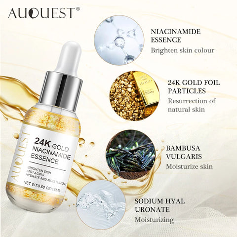 DivaBlush™ Niacinamide Serum Hyaluronic Acid for Face 24K Gold Essence Whitening Anti-aging Collagen Facial Serum Skin Care Products