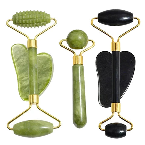 DivaBlush™ Natural Jade Roller Face Gua Sha Natural Stone Body Neck Massager Acupoint Eye Care Spa Massage Tools Massage Visage Lifting