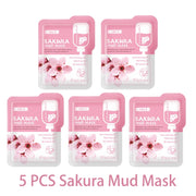 DivaBlush™ LAIKOU 5pcs Mud Mask Clay Mask Sakura Matcha Eggplant Tea Tree Mung Bean Oil-Control Deep Cleansing Repairing Facial Skin Care