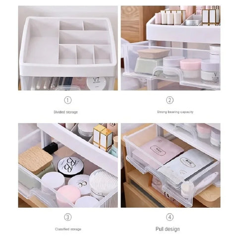 DivaBlush™ Make Up Case Jewelry Container Box Makeup Organizer Drawers Plastic Cosmetic Storage Box Makeup Brush Holder Organizers