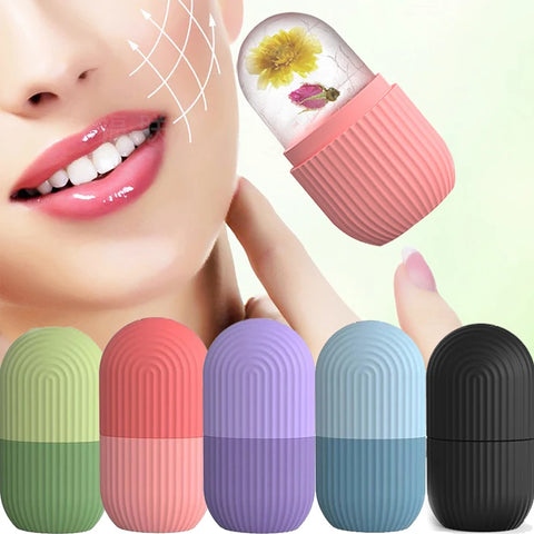 DivaBlush™ Silicone Ice Facial Roller Skin Care Beauty Lifting Contouring Tools Ice Cube Trays Ice Globe Balls Face Massager Skin Care Tool