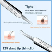 DivaBlush™ 7pcs Stainless Steel Splinter Acne Clip Cell Tweezer Blackhead Clip Pimple Pin Beauty Salon Acne Removal Acne Needle Tools