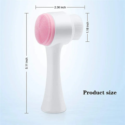 DivaBlush™ 3D double silicone facial cleansing brush manual massage facial brush soft bristles exfoliator double sided face wash brush