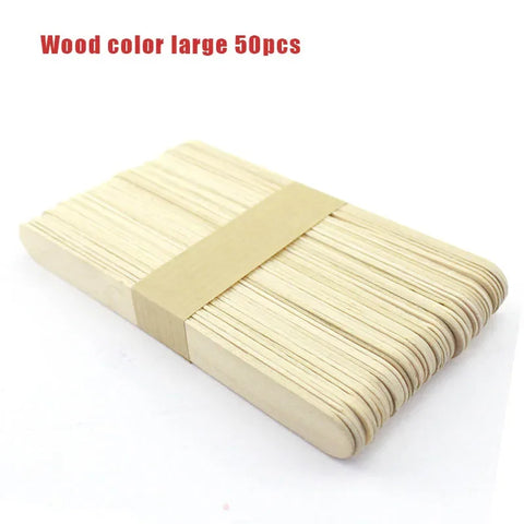 DivaBlush™ 50Pcs Wooden Popsicle Sticks Natural Wood Ice Cream Sticks Creative Kids Puzzle DIY Hand Crafts Art Ice Cream Lolly Cake Tools