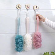 DivaBlush™ New Body Bath Shower Scrubber Brushes Long Handle Hanging Soft Mesh Back Sponges Bathroom Shower Brush Body Cleaning Accessories