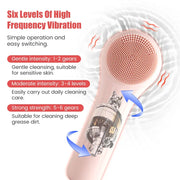 DivaBlush™ Sonic Silicone Facial Brush Cleaner Vibration Roller Massage Pore Deep Cleansing Scrubber Waterproof Face Exfoliating Cleanser