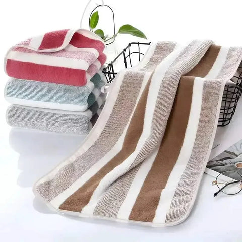 DivaBlush™ Striped Pattern Towel Set Soft Hand Towel Bath Towel Quick Drying Absorbent Towels For Bathroom