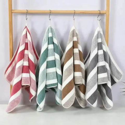 DivaBlush™ Striped Pattern Towel Set Soft Hand Towel Bath Towel Quick Drying Absorbent Towels For Bathroom