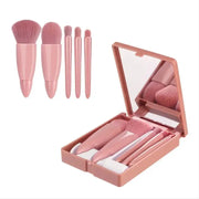 DivaBlush™ 5pcs Travel Size Makeup Brushes Set Mini Makeup Brushes, Small Complete Function Cosmetic Brushes Kit With Case And Mirror Perfe