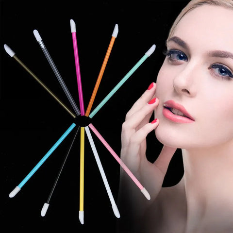 DivaBlush™ 50 Pcs Disposable Lip Brush Makeup Tools Hollow Lip Wands Nylon Lip Gloss Stick Applicator Lipstick Wands Set Cosmetic Tools