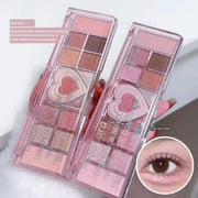 DivaBlush™ 12Colors Love Heart Pink Eyeshadow Palette Natural Cool Tone Low Saturation Matte Eye Shadow Pallet Brown Korean Makeup Cosmetic