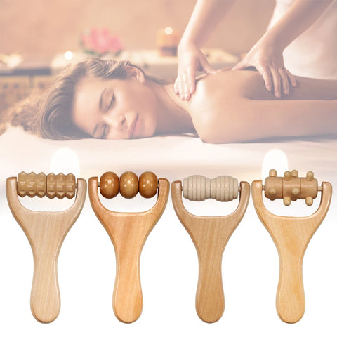 DivaBlush™ 1Pcs Wooden Massage Rollers Neck Roller Massager Wooden Trigger Point Roller Massager Muscle Roller for Back face Waist Leg Arm