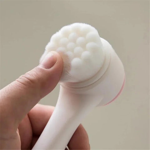 DivaBlush™ 3D double silicone facial cleansing brush manual massage facial brush soft bristles exfoliator double sided face wash brush