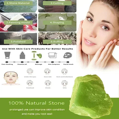 DivaBlush™ Natural Jade Roller Face Gua Sha Natural Stone Body Neck Massager Acupoint Eye Care Spa Massage Tools Massage Visage Lifting