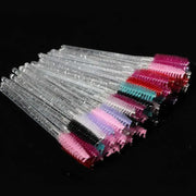 DivaBlush™ CNKESS 50pcs Disposable Eyelash Brushes Extension Crystal Eyebrow Brush Mascara Wand Eye Lashes Cosmetic Tool Set Makeup Beauty