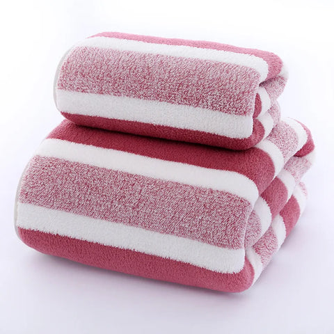 DivaBlush™ Striped Pattern Towel Set Soft Hand Towel Bath Towel Quick Drying Absorbent Towels For Bathroom