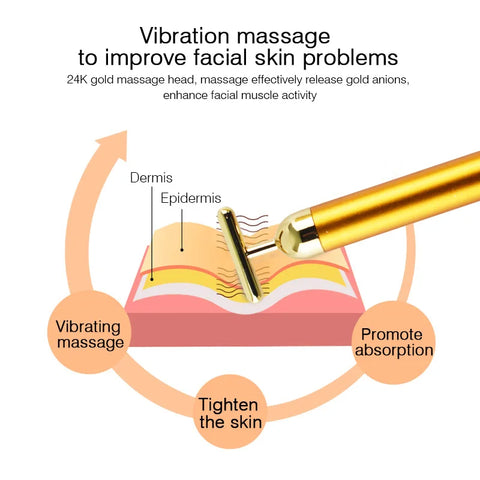 DivaBlush™ 24k Gold Facial Wrinkle Lift Bar T-shaped Slimming Face Care Vibration Beauty Equipment Thin Facial Roller Massager Energy Bar