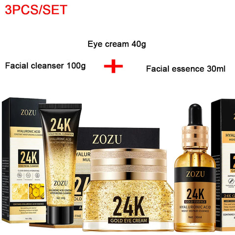 DivaBlush™ 24k Gold Hyaluronic Acid Nicotinamide Face Serum Anti Aging Facial Lifting Collagen Cream Skin Care Whitening Eye Care Cleanser