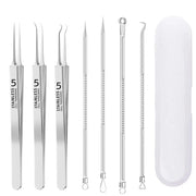 DivaBlush™ 7pcs Stainless Steel Splinter Acne Clip Cell Tweezer Blackhead Clip Pimple Pin Beauty Salon Acne Removal Acne Needle Tools