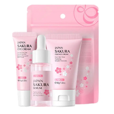 DivaBlush™ Face Skin Care Set Cleanser Sakura Essence Cream Moisturizing Whitening & Anti-Aging Toner Eye Cream Face Serum Eye Skin Care