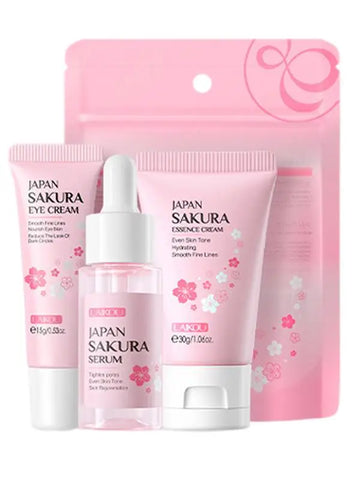 DivaBlush™ Face Skin Care Set Cleanser Sakura Essence Cream Moisturizing Whitening & Anti-Aging Toner Eye Cream Face Serum Eye Skin Care