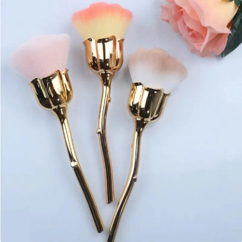 DivaBlush™ Rose-shaped Manicure With Nail Brush Art Brush Nail Accessories Tool Popular Round Makeup Polishing Dust Removal Brush